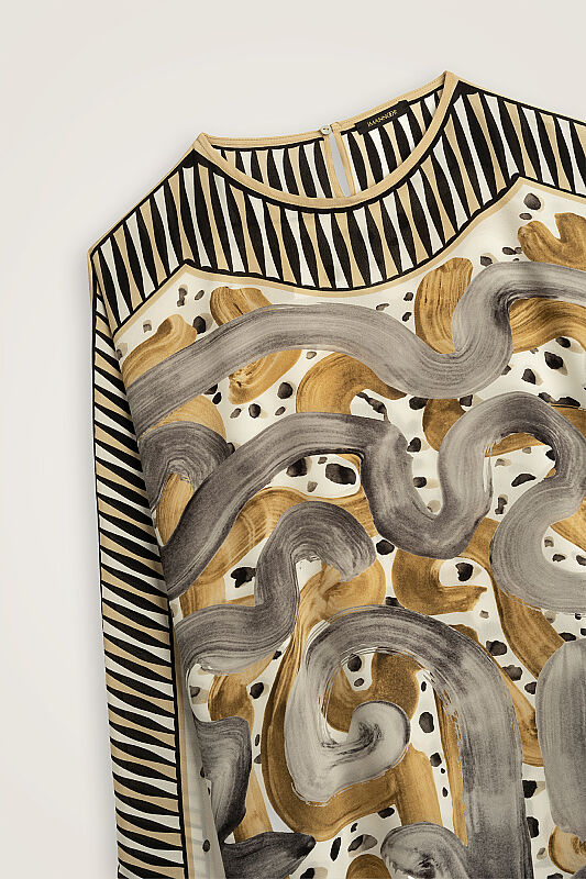 Beige Crepe Silk Kaftan - 6