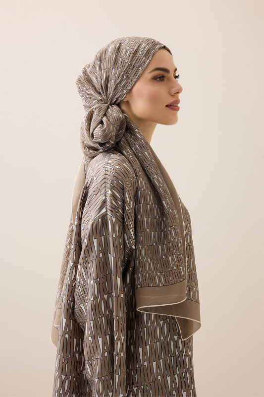 Beige Crepe Silk Shirt Shawl - 5