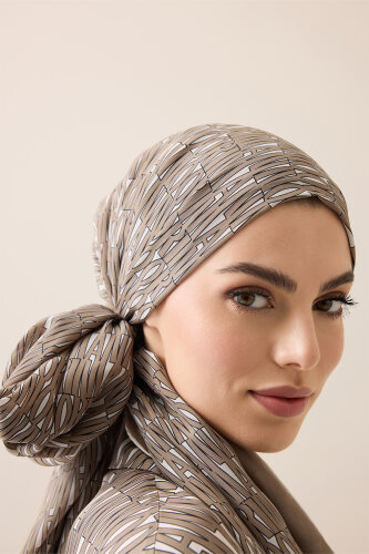 Beige Crepe Silk Shirt Shawl - 1