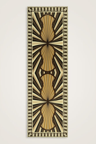 Beloved's Footprint Black and Yellow Crepe Silk Scarf 