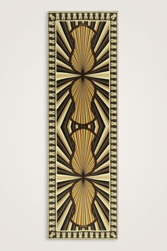 Beloved's Footprint Black and Yellow Crepe Silk Scarf - 1