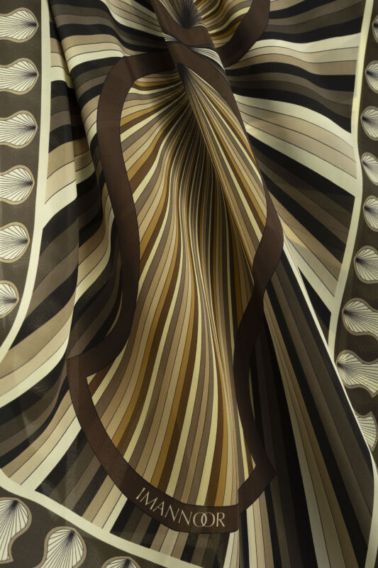 Beloved's Footprint Black and Yellow Crepe Silk Scarf - 2