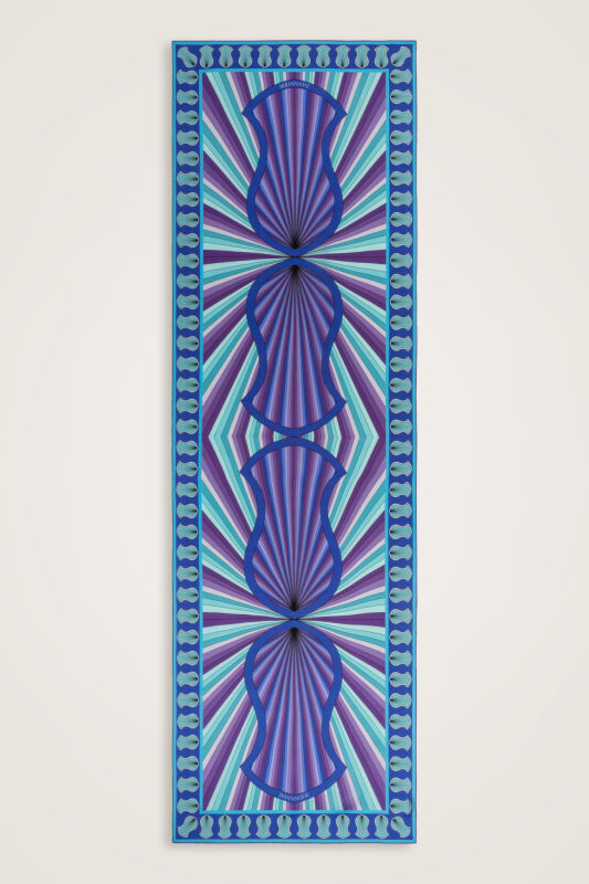 Beloved's Footprint Blue Crepe Silk Scarf - 1