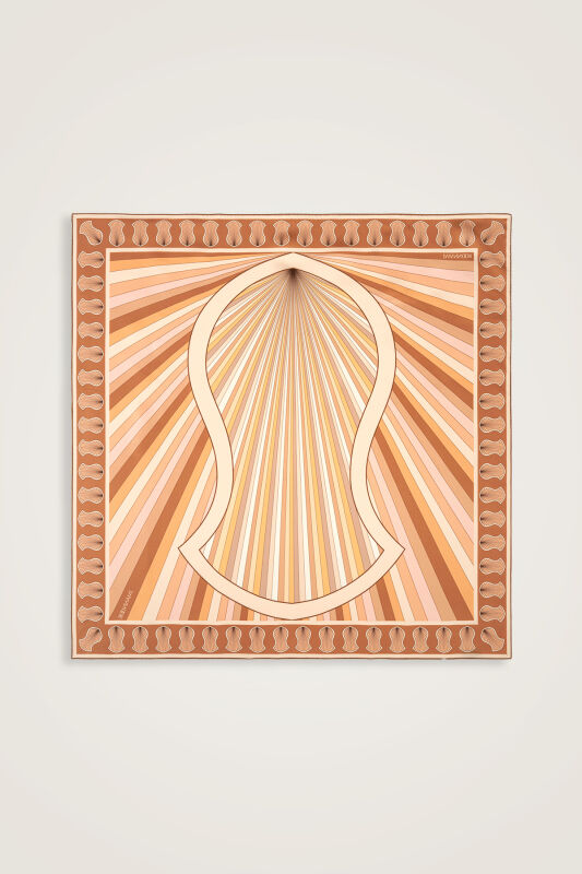 Beloved's Footprint Cream-Beige Twill Silk Scarf - 1