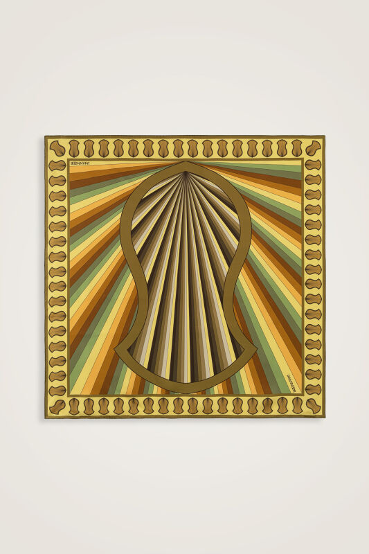 Beloved's Footprint Green Twill Silk Scarf - 1