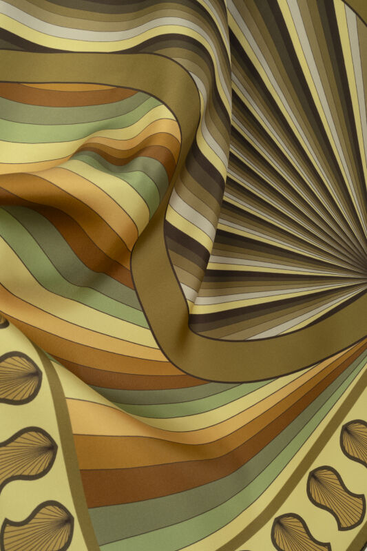 Beloved's Footprint Green Twill Silk Scarf - 2