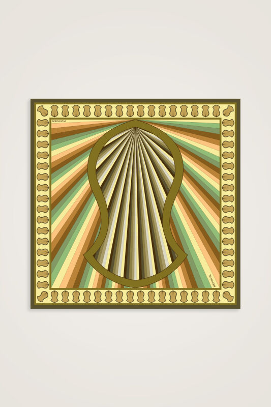 Beloved's Footprint Green Twill Silk Scarf - 1