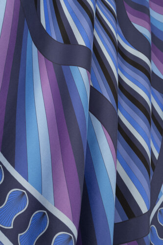 Beloved's Footprint Navy Twill Silk Scarf - 2