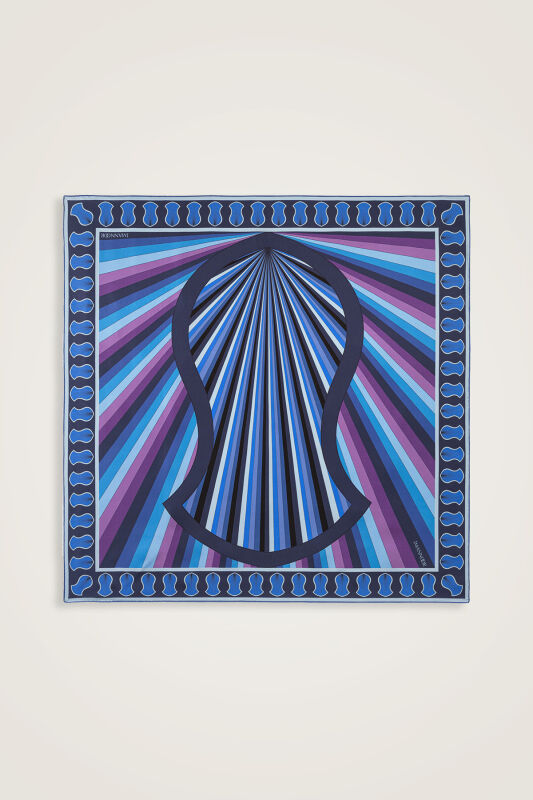 Beloved's Footprint Navy Twill Silk Scarf - 1