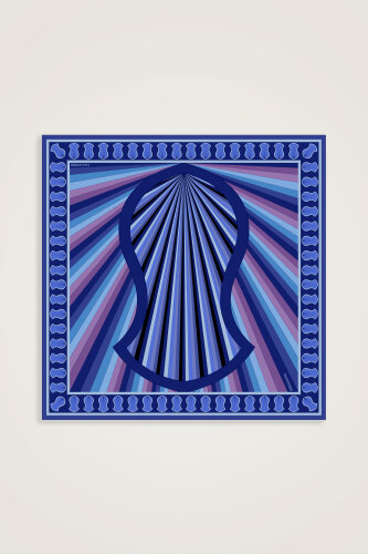 Beloved's Footprint Navy Twill Silk Scarf 