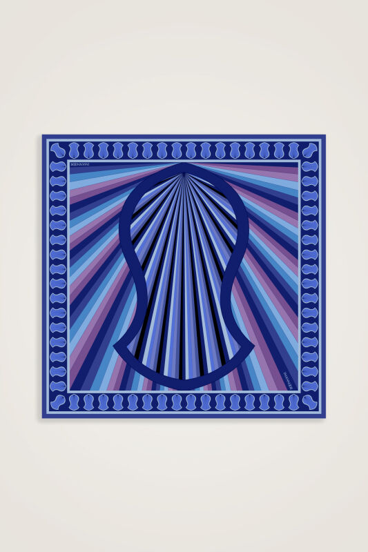 Beloved's Footprint Navy Twill Silk Scarf - 1