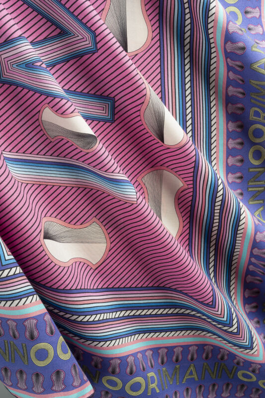 Beloved's Footprint Pink-Purple Cotton Silk Scarf - 4