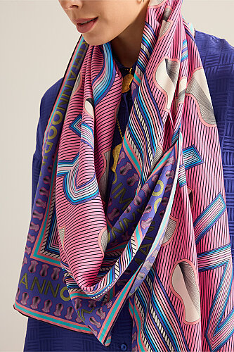 Beloved's Footprint Pink-Purple Cotton Silk Scarf - 3