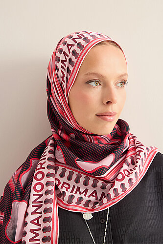 Beloved's Footprint Pomegranate Blossom Cotton Silk Scarf - 3