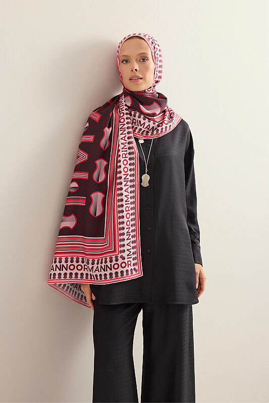 Beloved's Footprint Pomegranate Blossom Cotton Silk Scarf - 1