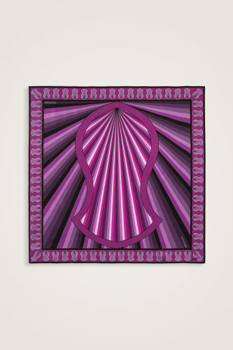 Beloved's Footprint Purple-Fuchsia Twill Silk Scarf - 1