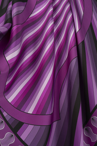 Beloved's Footprint Purple-Fuchsia Twill Silk Scarf - 2