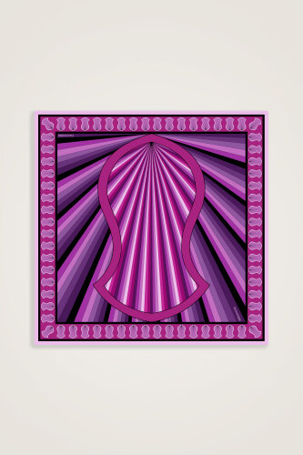 Beloved's Footprint Purple-Fuchsia Twill Silk Scarf 