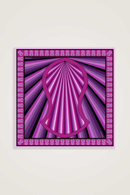 Beloved's Footprint Purple-Fuchsia Twill Silk Scarf - 1