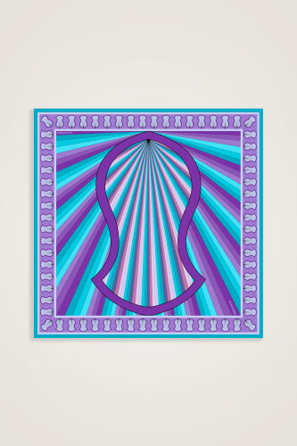 Beloved's Footprint Purple-Turquoise Twill Silk Scarf - Imannoor