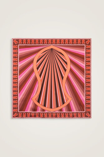 Beloved's Footprint Tan-Pink Twill Silk Scarf 