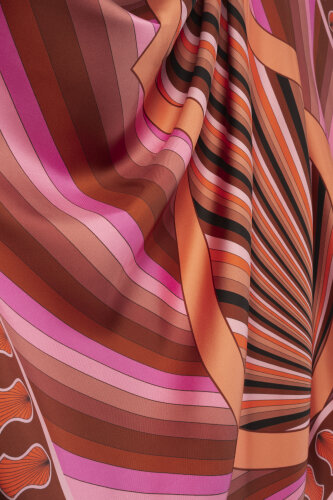 Beloved's Footprint Tan-Pink Twill Silk Scarf - 2