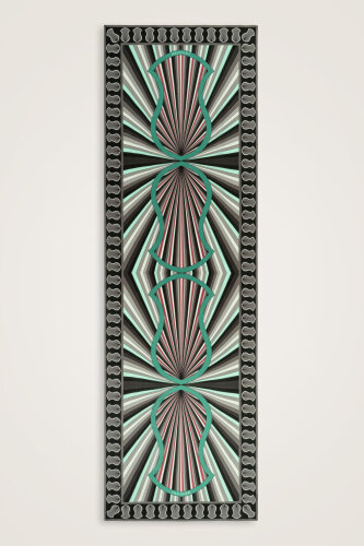 Beloved's Footprint Turquoise-Gray Crepe Silk Scarf 