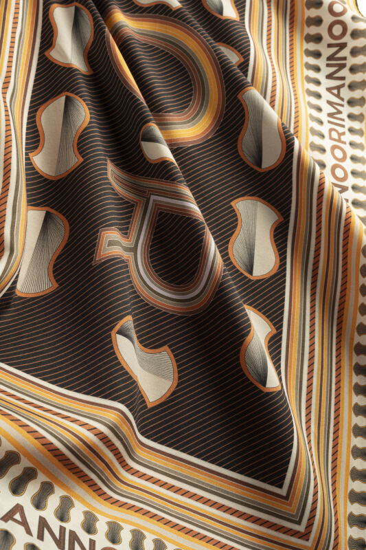 Beloved's Footprint Yellow-Brown Cotton Silk Scarf - 4