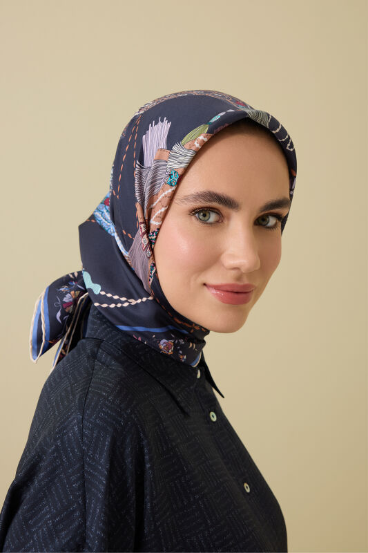Bird With Noor Anthracite Crepe Silk Scarf - 5