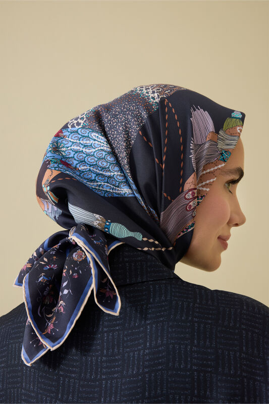 Bird With Noor Anthracite Crepe Silk Scarf - 1