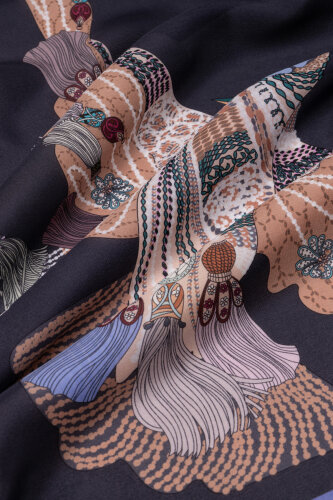 Bird With Noor Anthracite Crepe Silk Shirt Shawl - 4