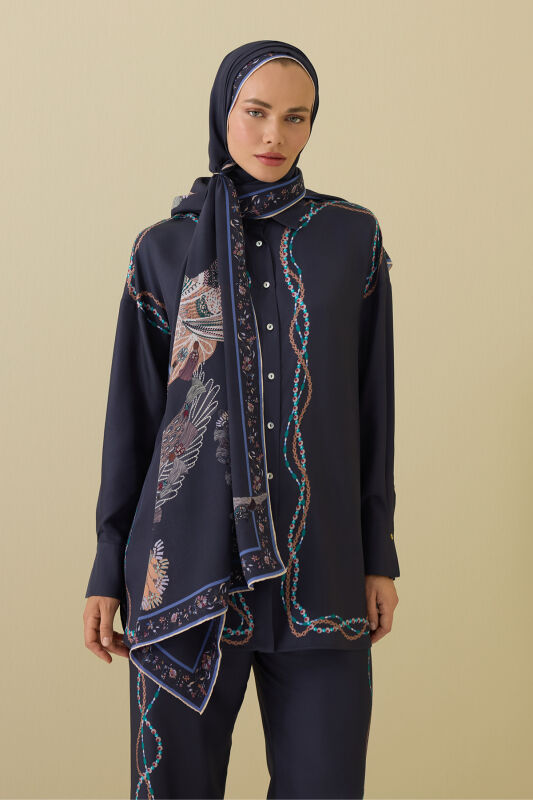 Bird With Noor Anthracite Crepe Silk Shirt Shawl - 5