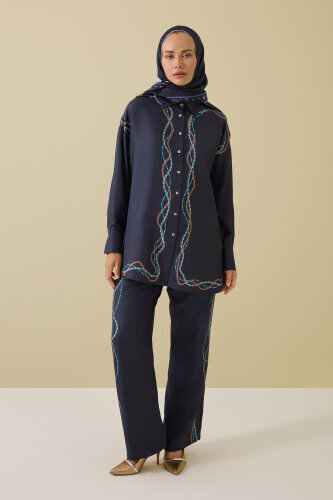 Bird With Noor Anthracite Silk Shirt - 5