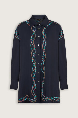 Bird With Noor Anthracite Silk Shirt - 2
