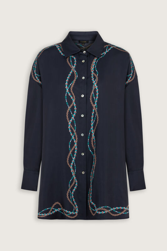 Bird With Noor Anthracite Silk Shirt - 2