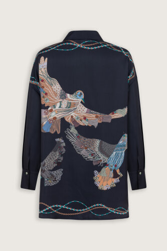 Bird With Noor Anthracite Silk Shirt - 4