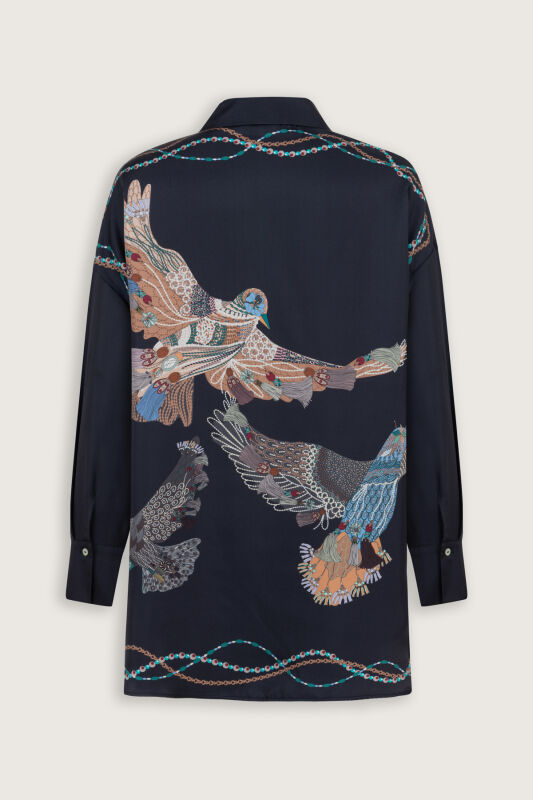 Bird With Noor Anthracite Silk Shirt - 4