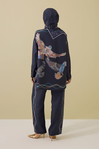 Bird With Noor Anthracite Silk Trousers - 5