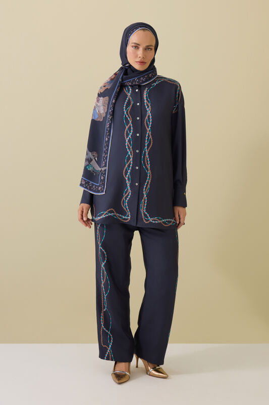 Bird With Noor Anthracite Silk Trousers - 1