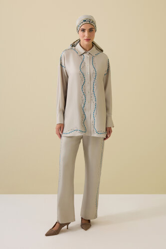 Bird With Noor Beige Silk Shirt - 5