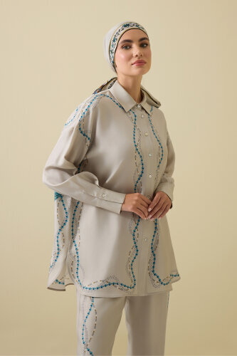 Bird With Noor Beige Silk Shirt - 7