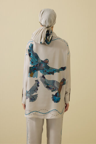 Bird With Noor Beige Silk Shirt - 3