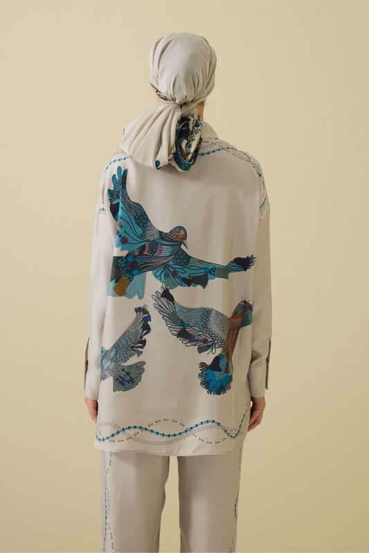 Bird With Noor Beige Silk Shirt - 3