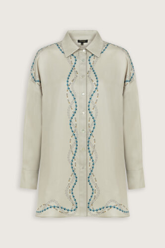 Bird With Noor Beige Silk Shirt - 2