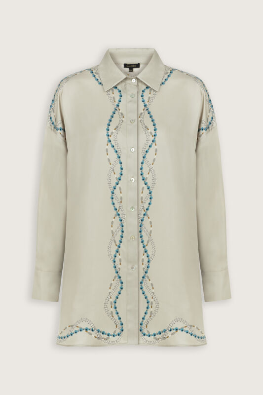 Bird With Noor Beige Silk Shirt - 2