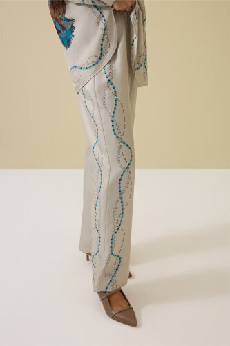 Bird With Noor Beige Silk Trousers - 3