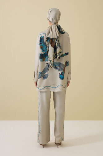 Bird With Noor Beige Silk Trousers - 5
