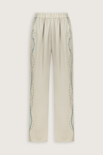 Bird With Noor Beige Silk Trousers - 2
