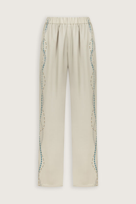 Bird With Noor Beige Silk Trousers - 2