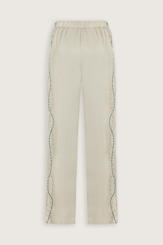 Bird With Noor Beige Silk Trousers - 4